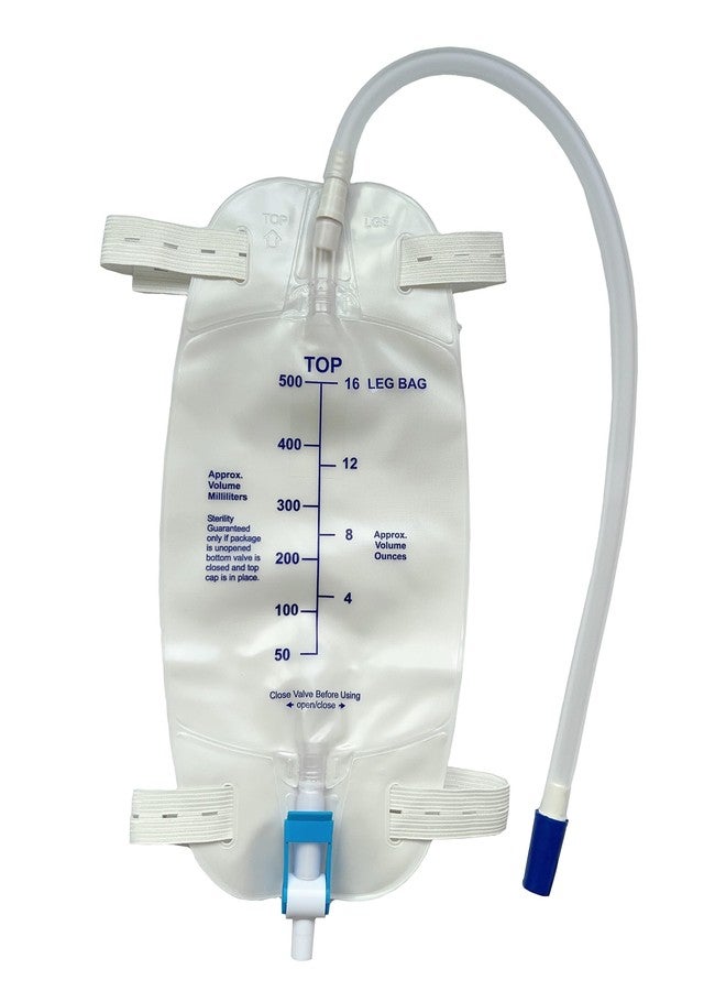 lifevv 3 Pack Easy-Tap Leg Bag Urinary Drainage Bag, 500 ML with 3 18” Tubing, Anti-Reflux Valve, Cloth Straps Easy Flip Drain - Image 1